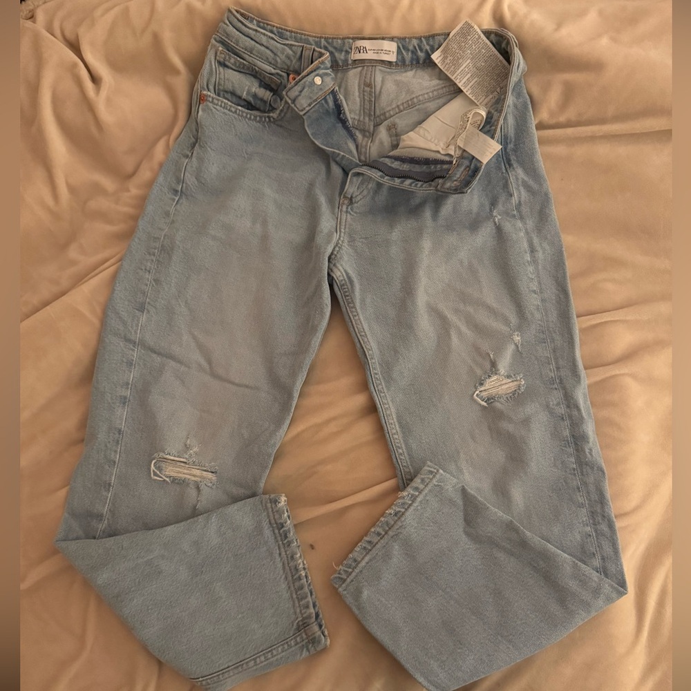 Zara Distressed Light Blue Jeans